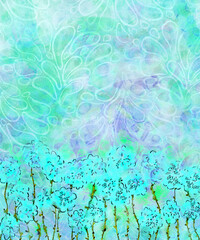 Digital Stationary Art Nouveau Watercolor Illustration