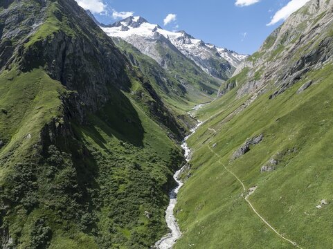 R&ouml;tspitze, Umbaltal with river Isel, Hohe Tauern National Park, East Tyrol, Tyrol, Austria