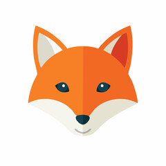 Naklejka premium Flat Design Fox Head Icon, Minimalist Animal Face Illustration, Cute Wildlife Graphic