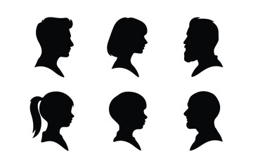 People profile silhouettes showing diverse ages and genders © Md