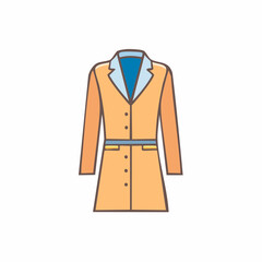 Naklejka premium Fashionable autumn coat illustration with belt and button closures stylish clothing vector design