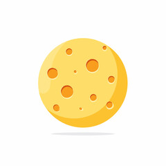 Fototapeta premium Round Yellow Cheese with Holes Illustration: Dairy Product Design for Food and Beverage Concepts