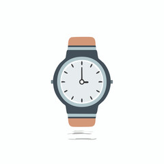 Wristwatch flat design illustration with leather strap, time management concept, stylish modern watch graphic
