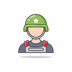 Cartoonish Vector Soldier Wearing Helmet and Armor