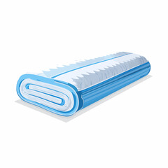 Rolled Blue and White Striped Textile Fabric Material on White Background Detailed Illustration