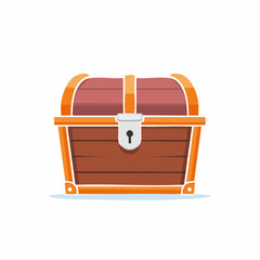 Illustration of a Brown Wooden Treasure Chest with Metal Lock for Adventure Game Elements