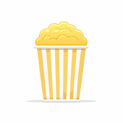 Cartoon popcorn illustration in striped container for movie night snacks