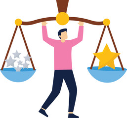 quality vs quantity concept illustration, the balance for successes, management to assure excellent work outcome working attitude to deliver superior result concept illustration with flat style

