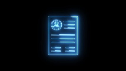 Resume Icon Animation with Glowing Lines on Black Background