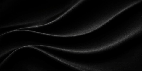 Obraz premium Black satin and silk fabric with smooth flowing texture