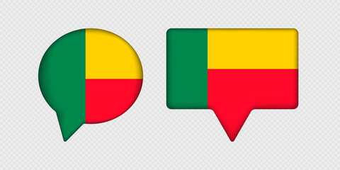 Flag of Benin in speech bubble.