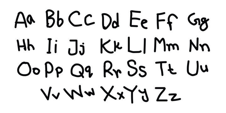 Alphabet letters in a handwritten font style