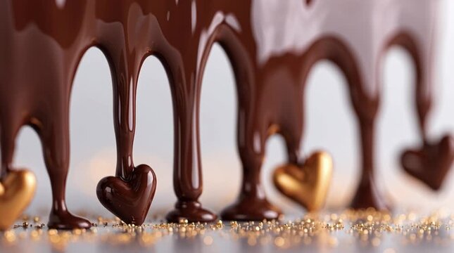 Valentine's Day, Wedding. Milk chocolate jets and chocolate hearts on a white background.