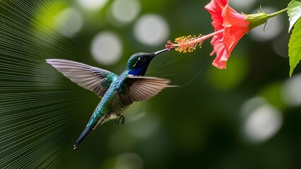 Hummingbird in Mid-Flight With Dynamic Speed Lines and Motion Blur