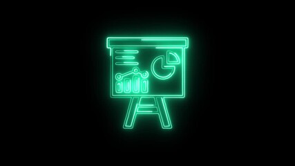 Presentation Icon Animation with Glowing Lines on Black Background