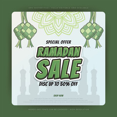 Ramadan sale banner template design with decoration