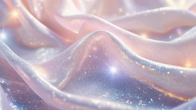 キラキラ光る繊細なオーガンジー布と幻想的な光のグラデーション　シルバー　ピンク