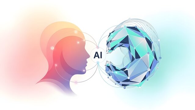 A visual representation of the connection between human intelligence and artificial intelligence technology - Powered by Adobe