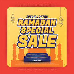 Ramadan sale square banner promotion template