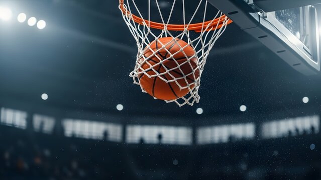 Dynamic basketball dunk in action