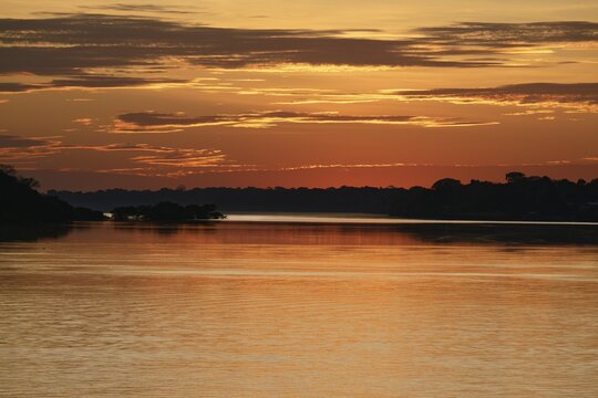 Sunrise on the Madeira River, Amazonas state, Brazil