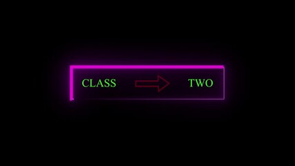 Futuristic neon class two title text effect with light animation