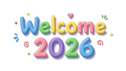 Fototapeta premium Welcome 2026 isolated on white background