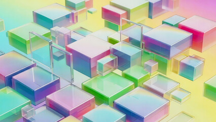 Obraz premium Colorful Abstract 3D Blocks Background for Creative Technology Concepts 