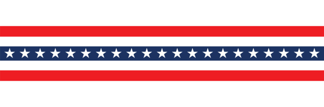 United States flag with stars and stripes ribbon vector illustration for Independence Day.