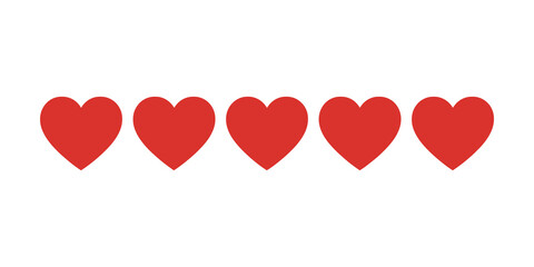 Red Heart Icons Row Illustration &ndash; Minimal Romantic Love Symbols on White Background