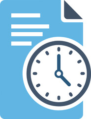 Obraz premium Time Management Icon with Blue Document and Analog Clock for Project Deadlines