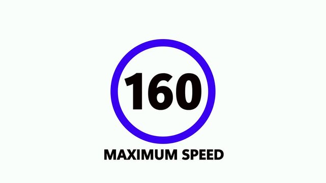 160 Max Spee160 road sign ,Maximum Speed 160 road sign, regulatory notice against a deep white background.4k video