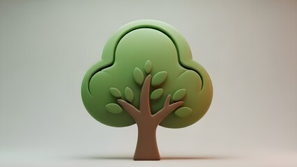 Pohon 3D hijau lembut minimalis