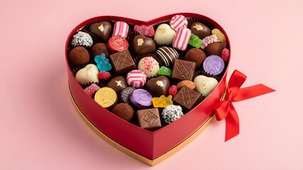 Heart-shaped box of assorted chocolates