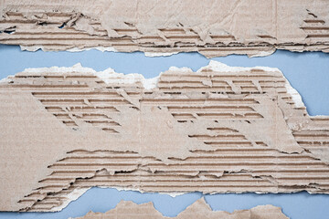 Torn Rip Corrugated Cardboard Paper Texture Effect Background.