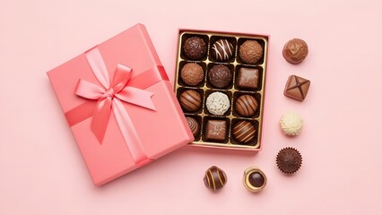 Elegant chocolate gift box with assorted treats
