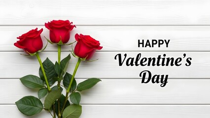 Three red roses for valentine's day