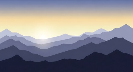 Fototapeta premium Mountain Range at Sunrise with Silhouette.