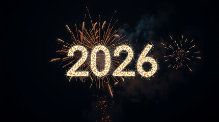 2026 Fireworks Celebration on Black Background &ndash; Sparkling New Year 2026 Display
