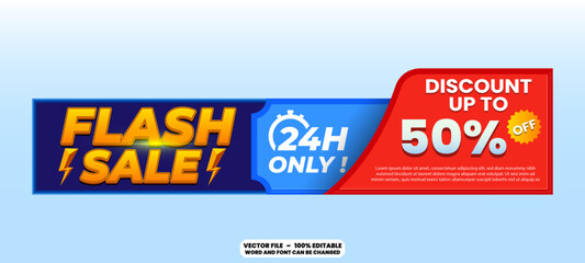 Limited time offer flash sale banner design. Modern discount promo with editable text effect for website, online shop and marketing campaign.