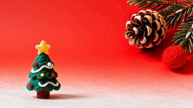 Miniature Christmas tree with pine cone
