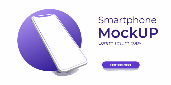 A smartphone mockup presentation with a purple background and free download offer