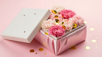Elegant pink flower box gift