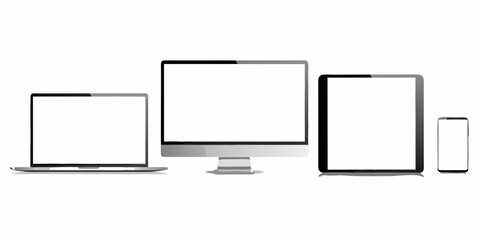 Display devices a laptop desktop monitor tablet and smartphone shown together