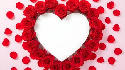 Heart-shaped arrangement of red roses