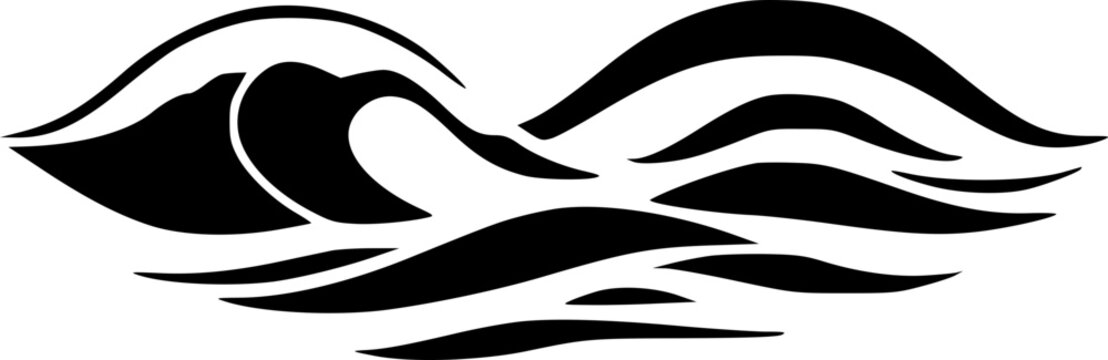 Gentle Ocean Waves Minimal Sea Nature Illustration - Powered by Adobe