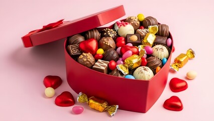 Heart shaped box of assorted chocolates