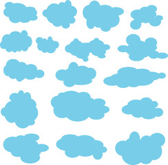 Cute small fluffy cumulus clouds collection, isolated on transparent background, vector illustration for weather and sky design..eps
