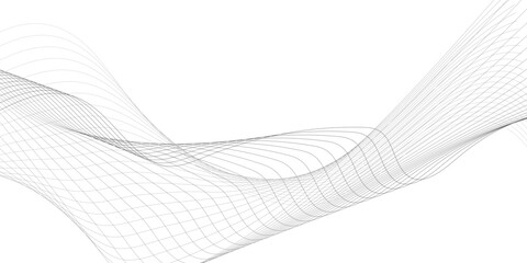 Abstract gray wave lines isolated on white background with flowing curved linear patterns, smooth parallel curves creating elegant motion, balance, and modern technology vector harmony