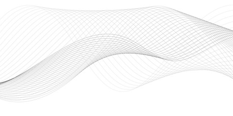 Abstract gray wave lines isolated on white background with flowing curved linear patterns, smooth parallel curves creating elegant motion, balance, and modern technology vector harmony